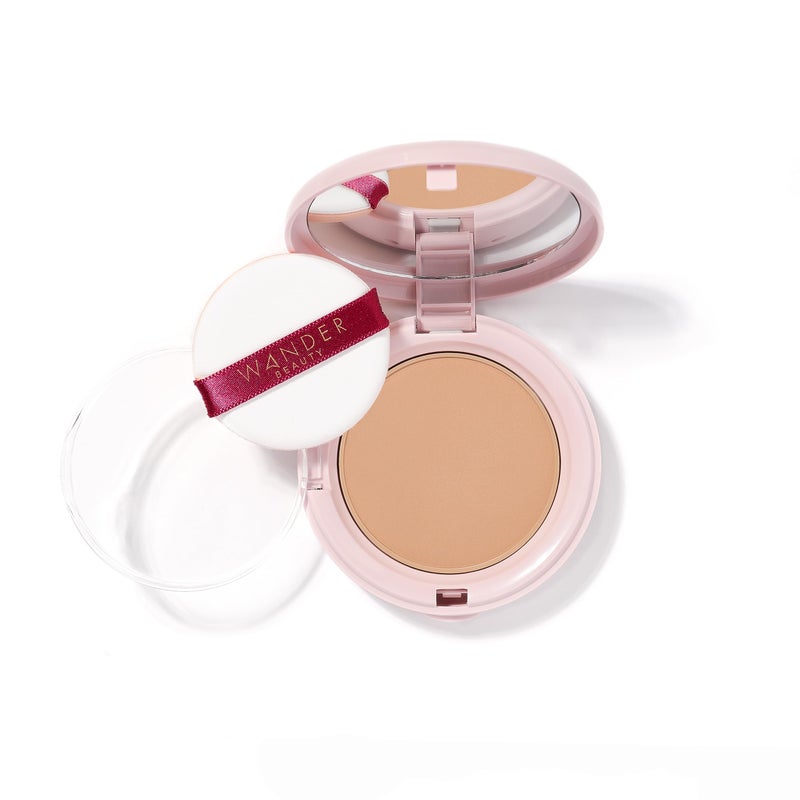 Wander Beauty Wanderlust Powder Foundation - Golden Medium - Blur & Even Skin Tone - Perfect & Hydrate With Hyaluronic Acid, Aloe, Honeysuckle, & Vitamin E - Lightweight, Buildable Coverage - 0.31 oz - Image 1