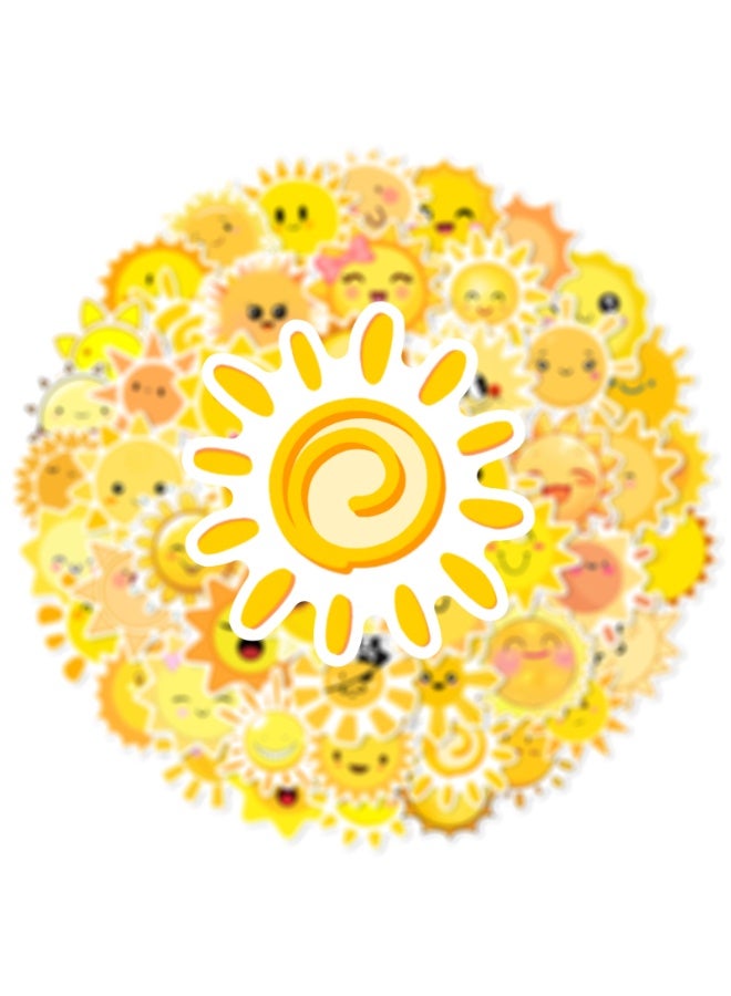 NIBEMINENT 50 Pcs Cartoon Little Sun Deco Kit Waterproof Stickers, High Definition Printing Bright Colors, Suitable for Laptop Skateboard Luggage Water Bottle Guitar DIY - Image 3