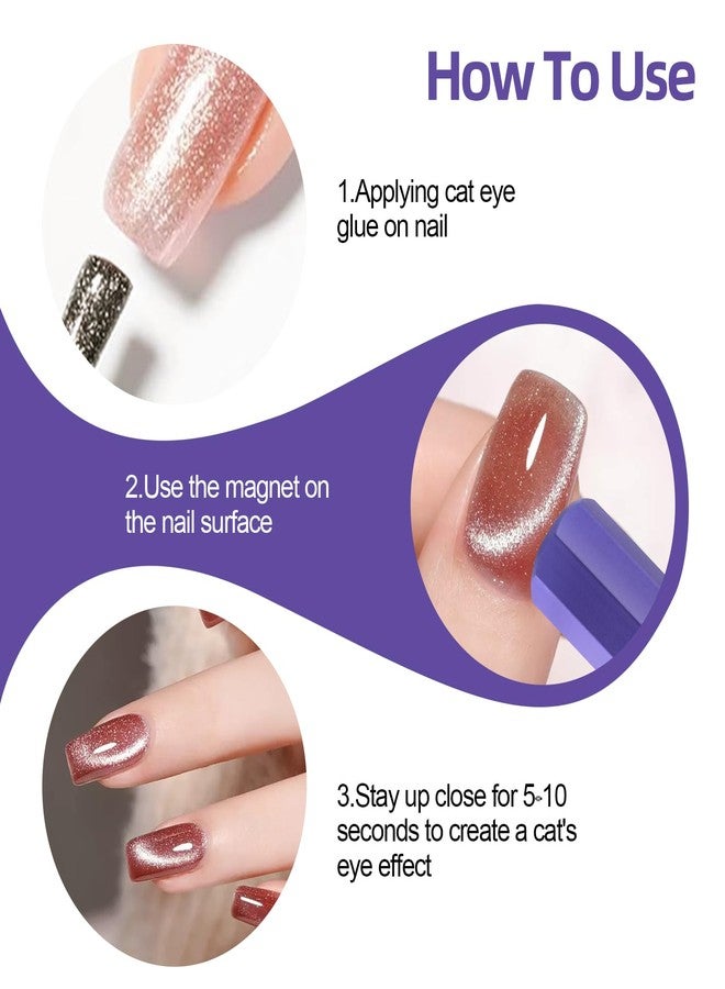 Lobodt strong magnetic double-head 2-in-1 multi-functional cat's eye magnet, octagonal metal handle , suitable for DIY at home in nail art salons (purple) - Image 2