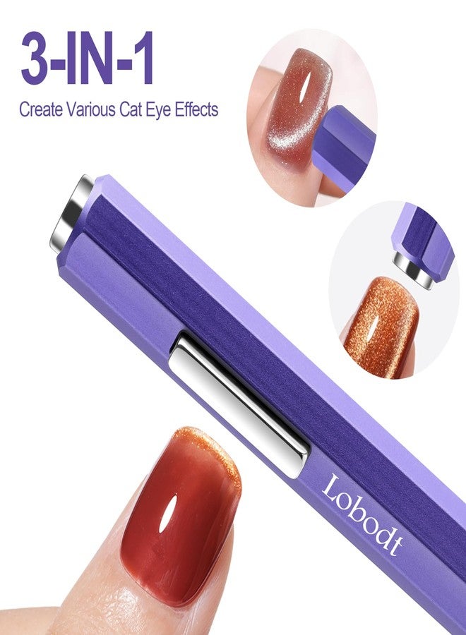 Lobodt strong magnetic double-head 2-in-1 multi-functional cat's eye magnet, octagonal metal handle , suitable for DIY at home in nail art salons (purple) - Image 3