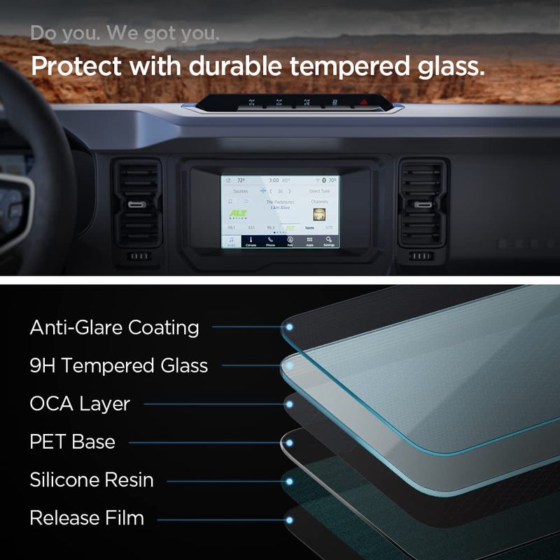 Spigen Tempered Glass Screen Protector [GlasTR Slim] designed for Ford Bronco (2021/2022/2023/2024/2025) 12 inch Dashboard Touchscreen - Matte/Anti Finger Print - Image 3