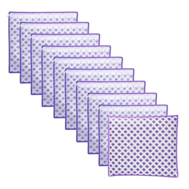 LAXIS ® Non-Woven Printed Single Saree Cover, Saree Bag Pack of 10Pcs, Transparent Saree Covers With Zip, Saree Covers For Storage, Wardrobe Organiser, Size-36x42x2cm (Purple) - Image 1
