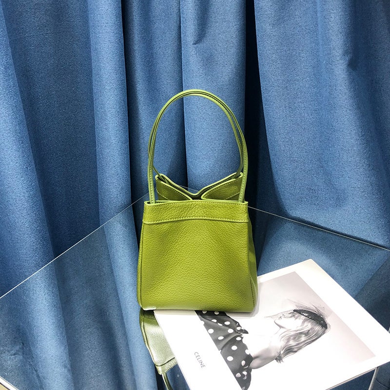 Bag Women'S 2021 New Korean Genuine Leather Small Square Bag All-Match Sheepskin Bucket Bag Niche Fashionable Underarm Handbag - Image 1