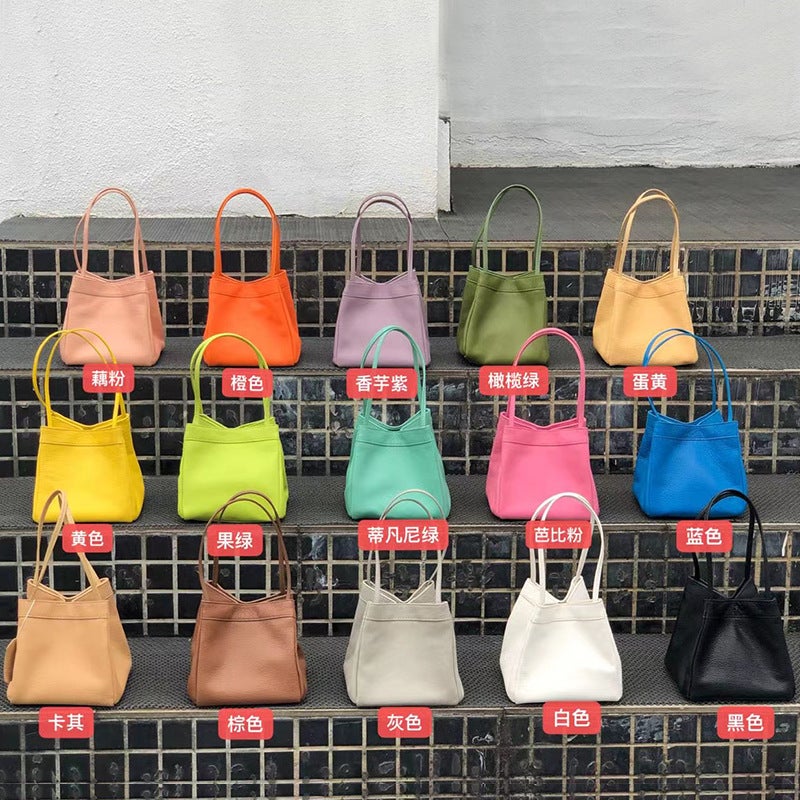 Bag Women'S 2021 New Korean Genuine Leather Small Square Bag All-Match Sheepskin Bucket Bag Niche Fashionable Underarm Handbag - Image 4