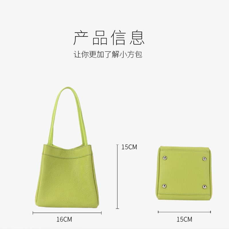 Bag Women'S 2021 New Korean Genuine Leather Small Square Bag All-Match Sheepskin Bucket Bag Niche Fashionable Underarm Handbag - Image 5