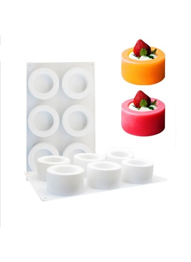 yongsheng 6-Cavity Silicone Pudding Cake Molds - Mousse Cup Molds, Ice Cup Molds, Crystal Resin Flower Pot Molds,Silicone Molds Mousse Mold Round Cup Design Silicone Cake Molds Dessert Baking Tools Mousse Mould Kitchen Supplies ( Round Cup)  - Image 1