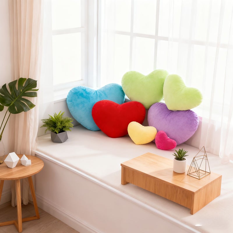 Pink Heart Shaped 14.96 Inch Ultra Soft Short Plush Pillow for Decoration and Napping - Image 5