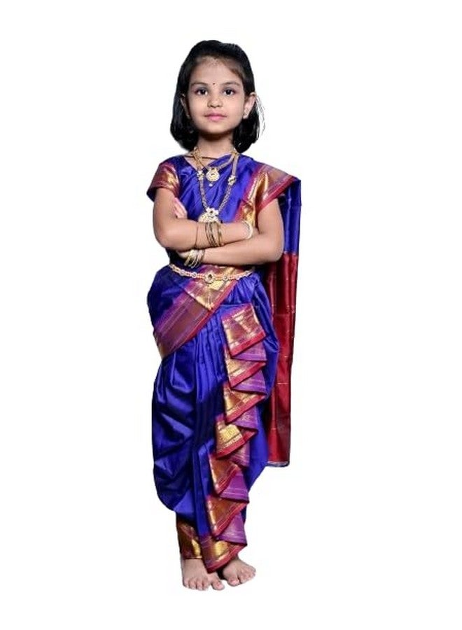 YOJAK CREATION Reddy to wear Shahi Mastani Nauvari Saree (5-6 Year, Blue) for Young Girls and Women, Festival Attendees, Traditional Event Participants - Image 2