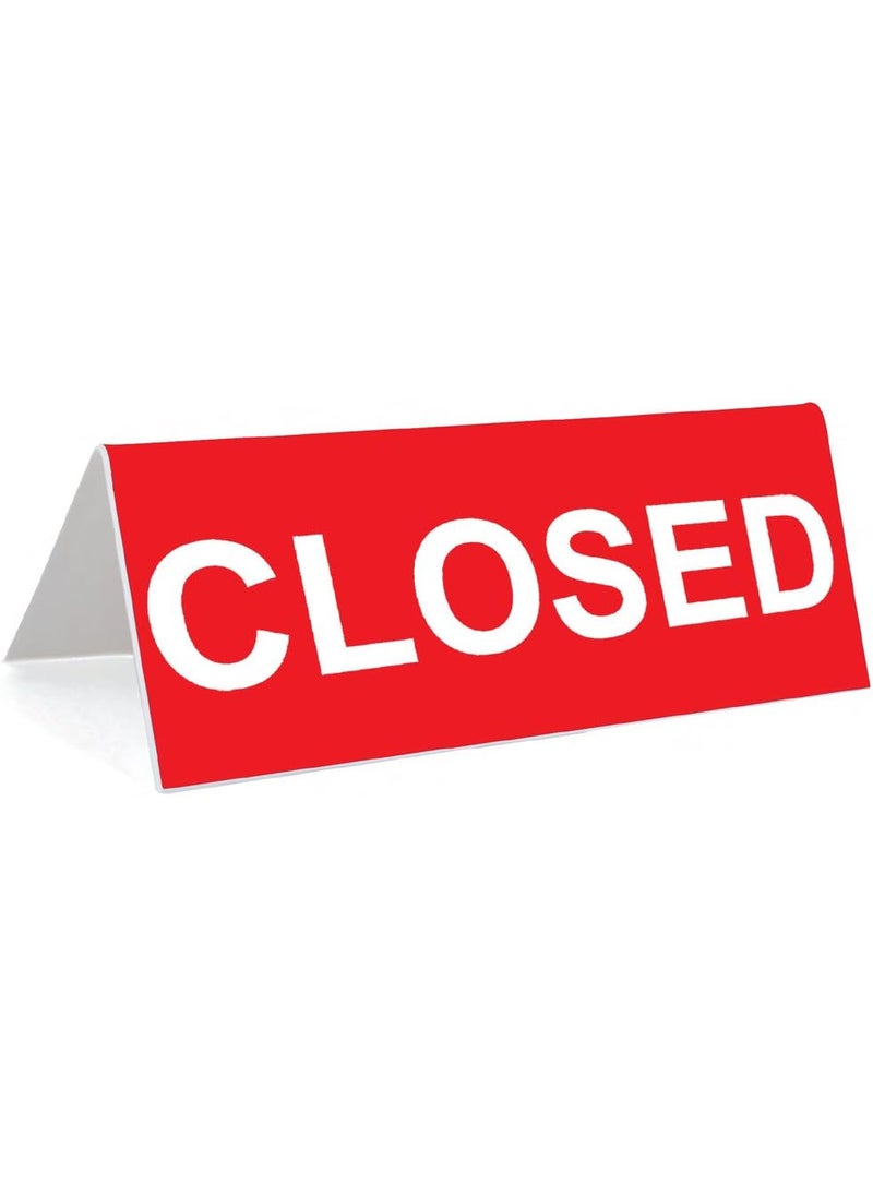 ExcelMark DiscountRubberStamps 3 x 8 Engraved Tabletop Tent Desk Sign  Closed  REDWhite 