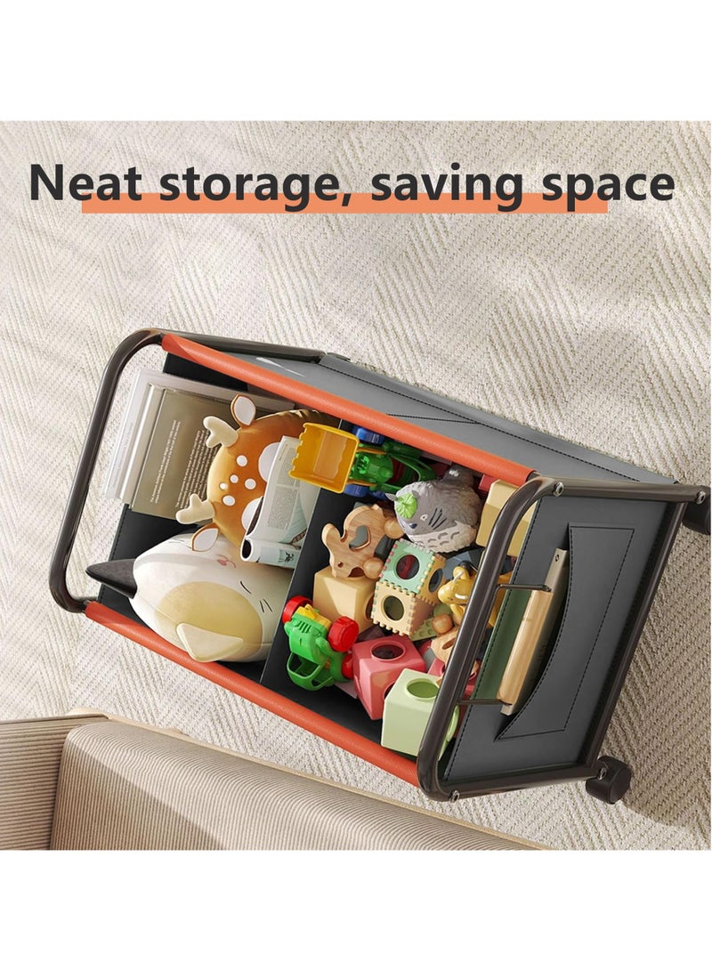 XiuWoo Large Size Children's Toy Organizer With Wheels for Bedrooms,Playing Rooms, Study Rooms can Hold Toys, Books, Clothes, Snacks with 360° Steering Wheels Metal and Oxford Cloth toy Boxes,Dark Grey 63.5*37*65cm - Image 2