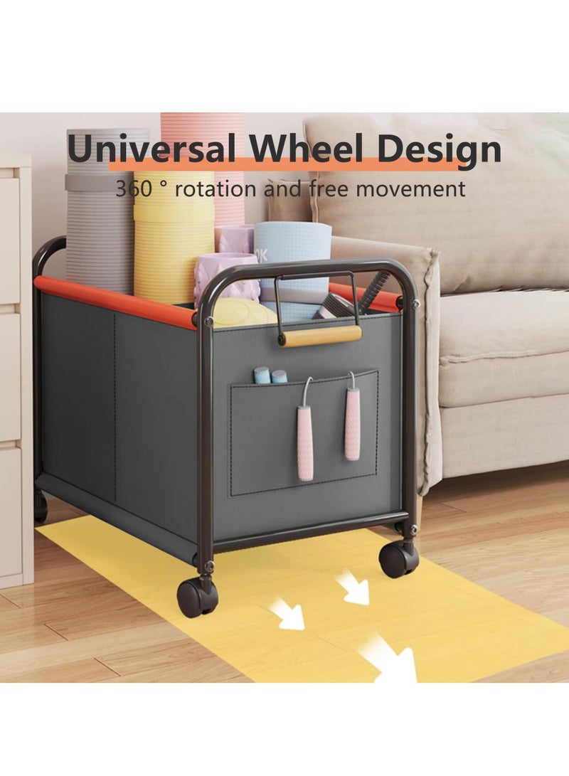 XiuWoo Large Size Children's Toy Organizer With Wheels for Bedrooms,Playing Rooms, Study Rooms can Hold Toys, Books, Clothes, Snacks with 360° Steering Wheels Metal and Oxford Cloth toy Boxes,Dark Grey 63.5*37*65cm - Image 3