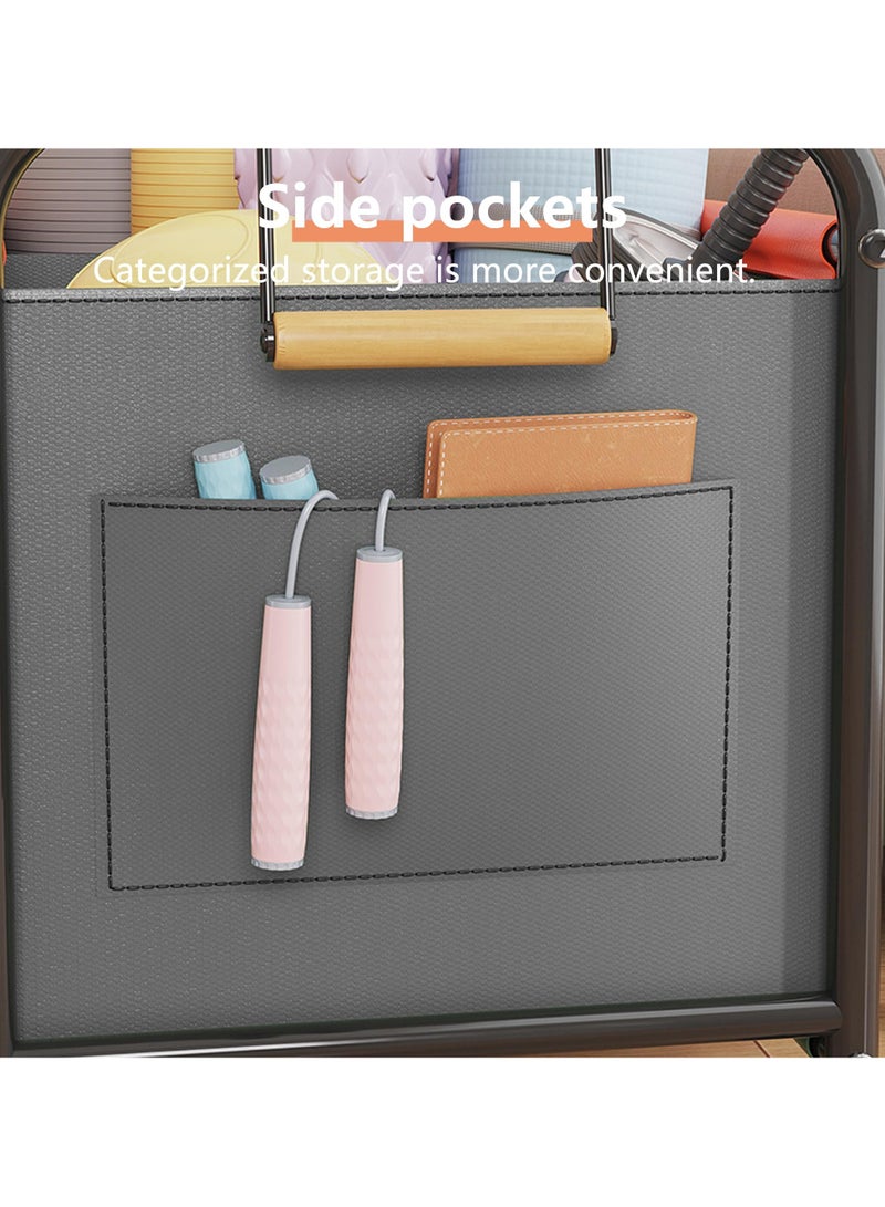 XiuWoo Large Size Children's Toy Organizer With Wheels for Bedrooms,Playing Rooms, Study Rooms can Hold Toys, Books, Clothes, Snacks with 360° Steering Wheels Metal and Oxford Cloth toy Boxes,Dark Grey 63.5*37*65cm - Image 5