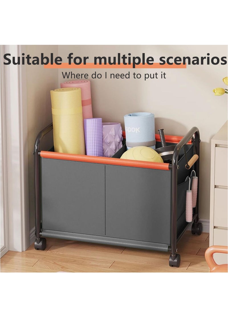 XiuWoo Large Size Children's Toy Organizer With Wheels for Bedrooms,Playing Rooms, Study Rooms can Hold Toys, Books, Clothes, Snacks with 360° Steering Wheels Metal and Oxford Cloth toy Boxes,Dark Grey 63.5*37*65cm - Image 4