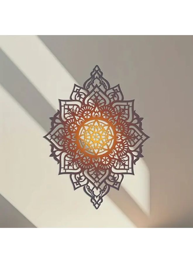 عبدالله محمد ستايل ديكور حائط ماندالا معدني كبير برتقالي أسود زينة معلقة - Image 5