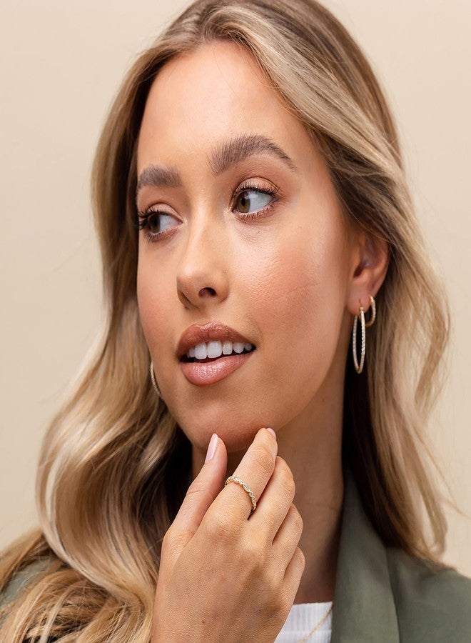 PAVOI 14K Yellow Gold Plated Rings Cubic Zirconia Band | Round Milgrain Eternity Bands | Yellow Gold Rings for Women Size 8 - Image 2