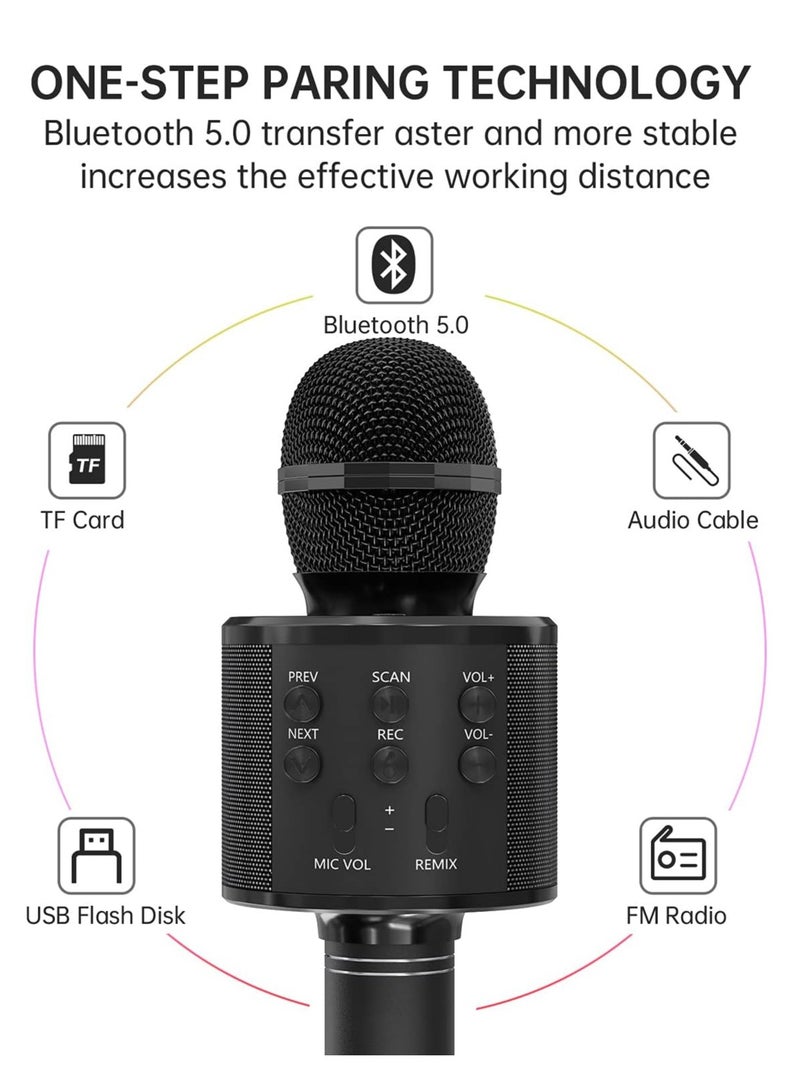 ELTRAZONE 2 Pack Wireless Bluetooth Karaoke Microphone for Kids – Portable Handheld Mic Speaker Machine in Black & Rose Gold, Great Gift for All Ages - Image 2