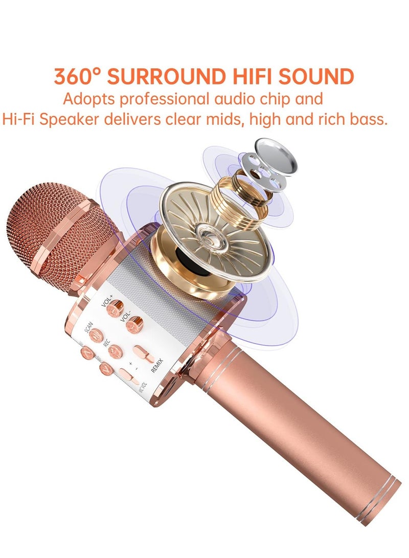 ELTRAZONE 2 Pack Wireless Bluetooth Karaoke Microphone for Kids – Portable Handheld Mic Speaker Machine in Black & Rose Gold, Great Gift for All Ages - Image 3