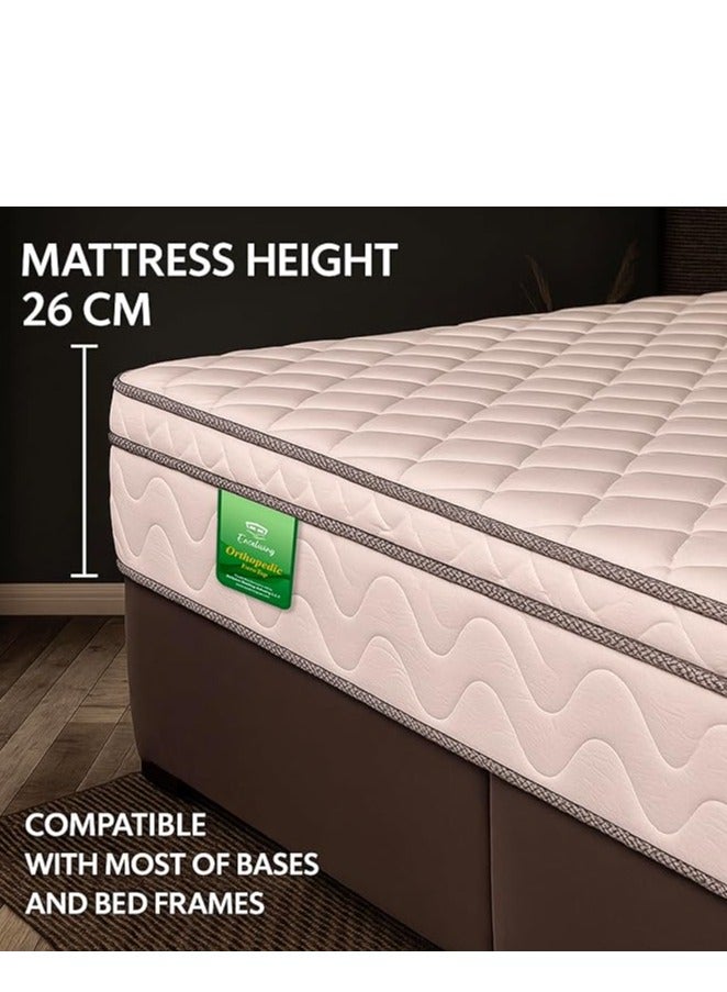 EASELIVING Orthopedic Super King Mattress - 26 cm Medium Firm Euro Top Mattress | Bonnell Spring Mattress with Breathable Fabric | Edge-to-Edge Support, Pressure Relief | 7-Year Warranty (200x200 cm) - Image 2