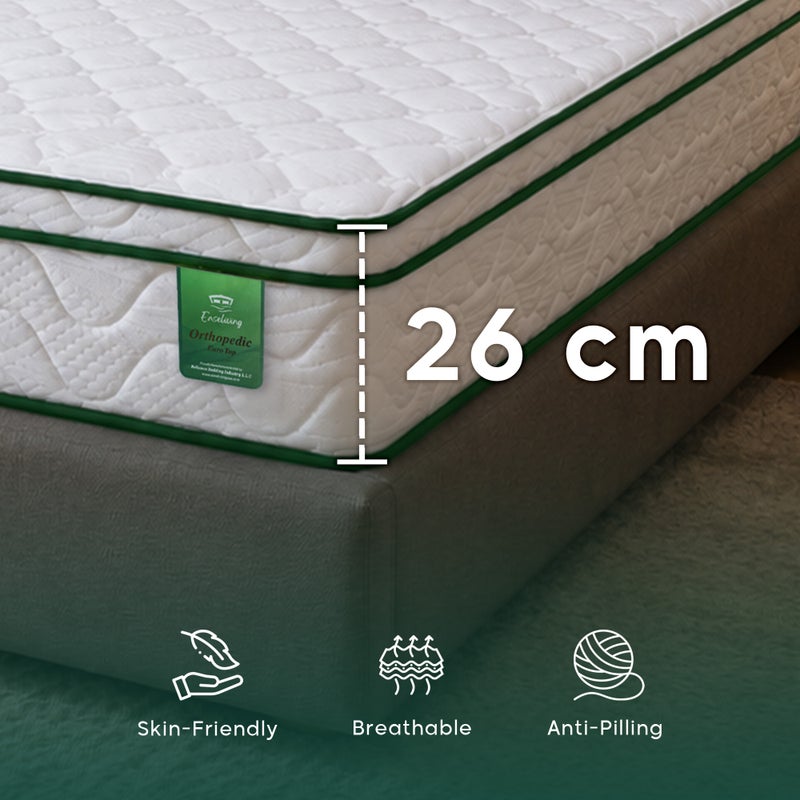 Easeliving Orthopedic Euro Top Mattress 200x200 cm - 26 cm Thick Medium Firm Bonnell Spring with Breathable Fabric & Edge Support | Super King Size Mattress for All Sleepers - Image 2