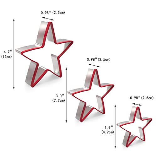 RUNHUAPPY Star Cookie Cutters Set of 3, Stainless Steel Star Shape Cutters for Sandwich Biscuit Fondant Cake Cheese - Image 2