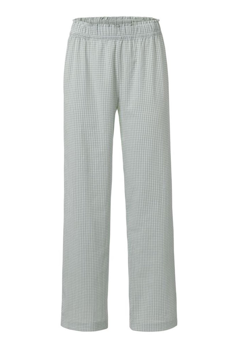 Tchibo Women Regular Fit Checkered Straight Leg Trouser Pants, Green - Image 2