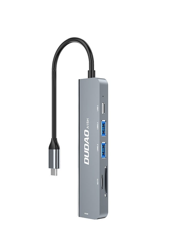 DUDAO - INET 6 IN 1 Mmultifunction USB C Hub PD USB to Type C Adapter HDMI 4K VGA Card Reader AUX Type C Hub Docking Station for MacBook Pro Air USB C Hub - A15H - Image 1