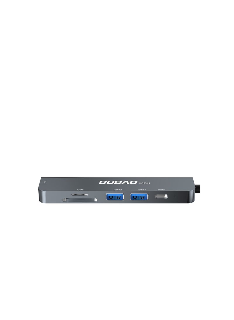 DUDAO - INET 6 IN 1 Mmultifunction USB C Hub PD USB to Type C Adapter HDMI 4K VGA Card Reader AUX Type C Hub Docking Station for MacBook Pro Air USB C Hub - A15H - Image 1