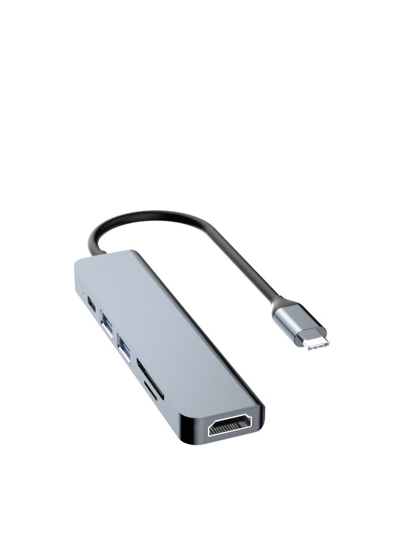 DUDAO - INET 6 IN 1 Mmultifunction USB C Hub PD USB to Type C Adapter HDMI 4K VGA Card Reader AUX Type C Hub Docking Station for MacBook Pro Air USB C Hub - A15H - Image 1