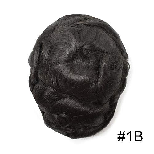 SINGA HAIR Mens Hair System Transparent French Lace Toupee Thin Skin PU Men Replacement System Mens Toupee 8X10120 Density 1B Natural Black - Image 3