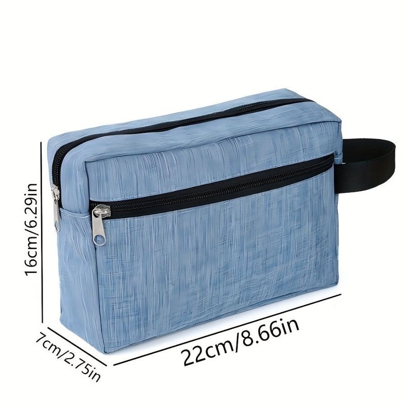 Unisex Travel Toiletry Bag Light Blue Large Shaving Organizer With Handle - Image 4