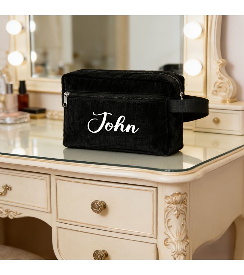 Unisex Travel Toiletry Bag Light Blue Large Shaving Organizer With Handle - Image 3