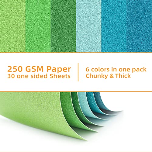FIEIJ Glitter Cardstock Paper, 30 Sheets 250gsm Glitter Paper, Premium A4 Sparkle Shinny Craft Paper, 6 Colors Card Stock for DIY Projects, Crafts, Scrapbook, Birthday and Wedding Party Decor-Forever Green - Image 3