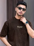 مانياك Maniac Mens Acid Wash Printed Brooklyn Round Neck 3/4th Sleeve Cotton T-Shirt