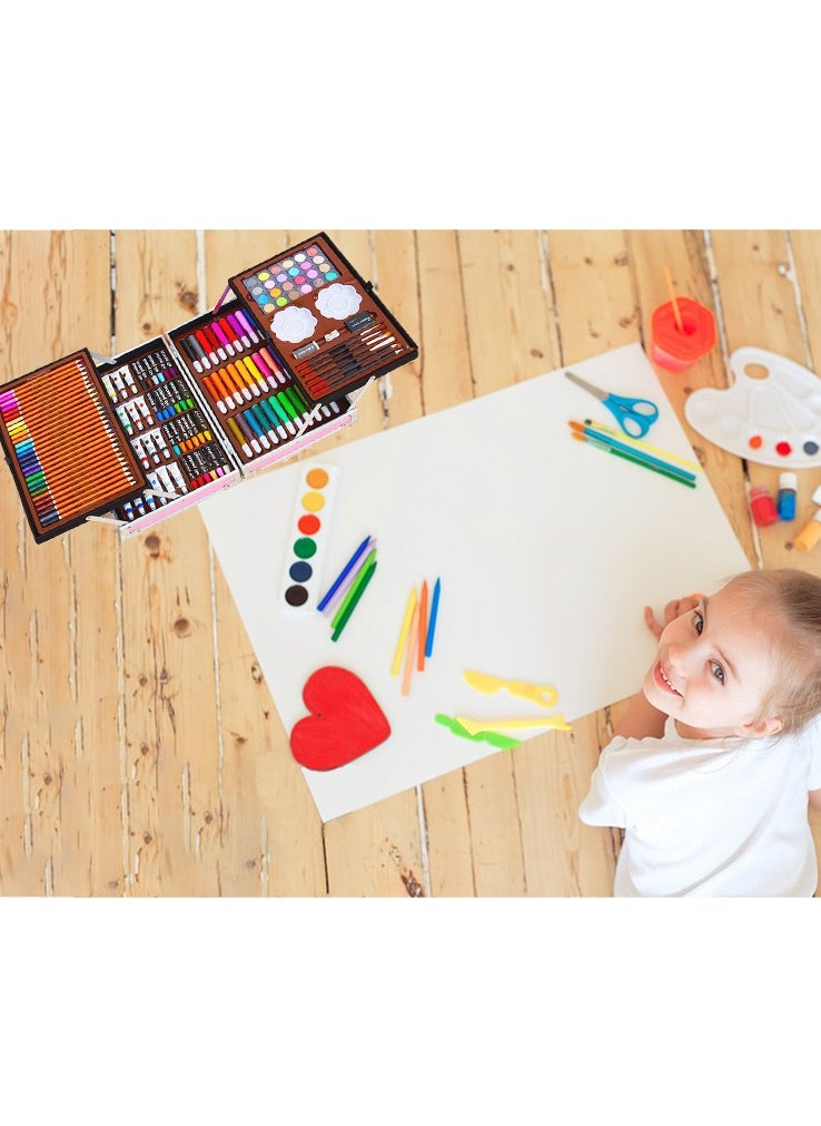 Generic - Artist Drawing & Painting Set,200 Pcs Art Kit Sketching Drawing Art Box with Oil Pastels, Crayons, Colored Pencils, Markers, Paint Brush, Watercolor Cakes, Sketchpad for Kids Toddlers (Blue) - Image 1