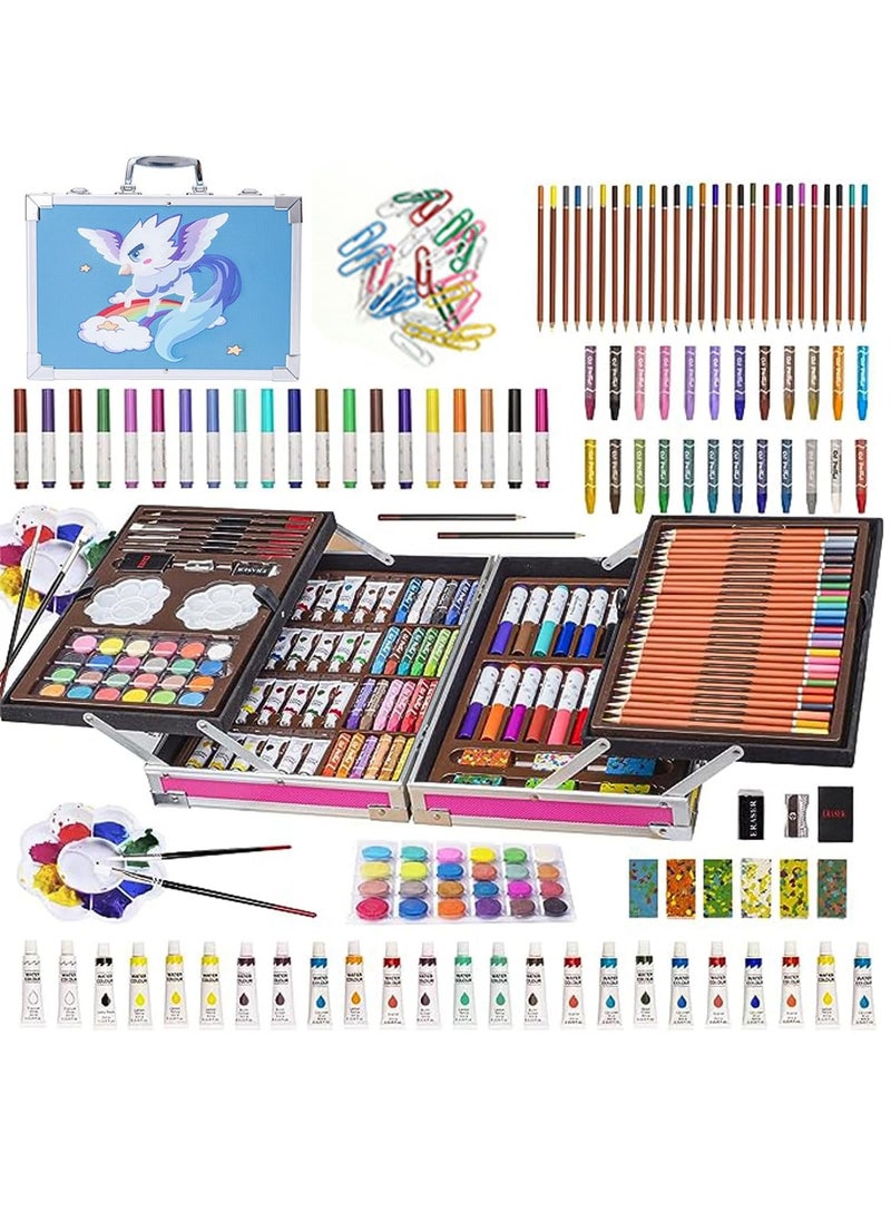 Generic - Artist Drawing & Painting Set,200 Pcs Art Kit Sketching Drawing Art Box with Oil Pastels, Crayons, Colored Pencils, Markers, Paint Brush, Watercolor Cakes, Sketchpad for Kids Toddlers (Blue) - Image 1