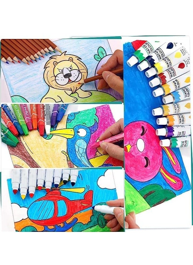Generic - Artist Drawing & Painting Set,200 Pcs Art Kit Sketching Drawing Art Box with Oil Pastels, Crayons, Colored Pencils, Markers, Paint Brush, Watercolor Cakes, Sketchpad for Kids Toddlers (Blue) - Image 1