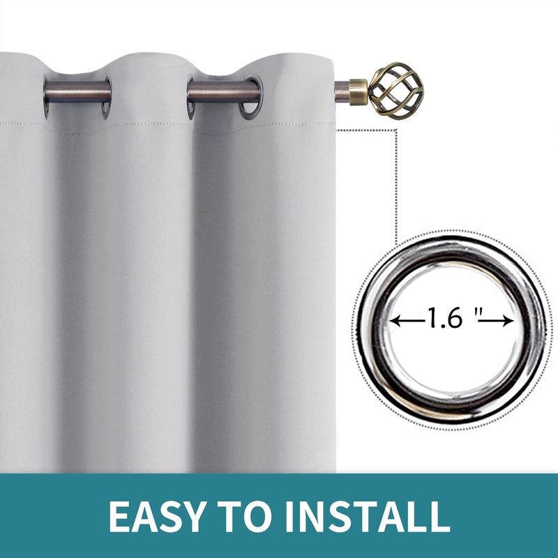 BGment Bgress غرفة الستائر الستائر 108 بوصات - جروميت الستائر المعزولة الحرارية معالجة النافذة ستائر لغرفة النوم 2 لوحات 52 × 108 بوصة رمادي فاتح - Image 5