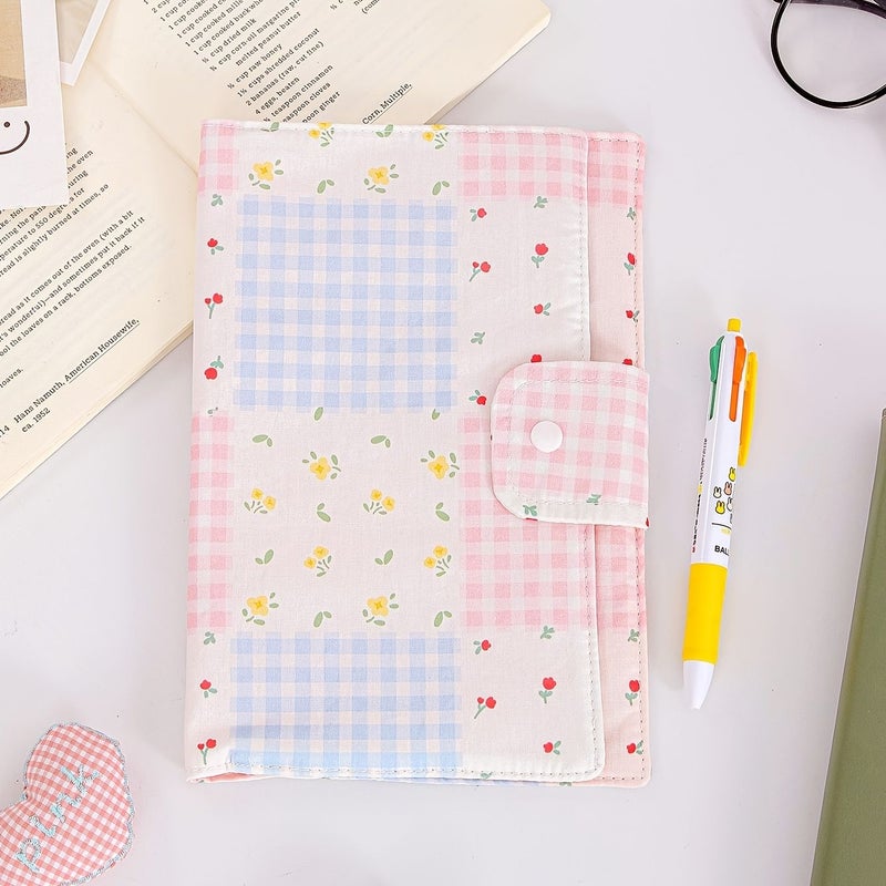 Blue And Pink Plaid Floral Bow Polyester Fiber Book Cover Padded Protector - Image 3