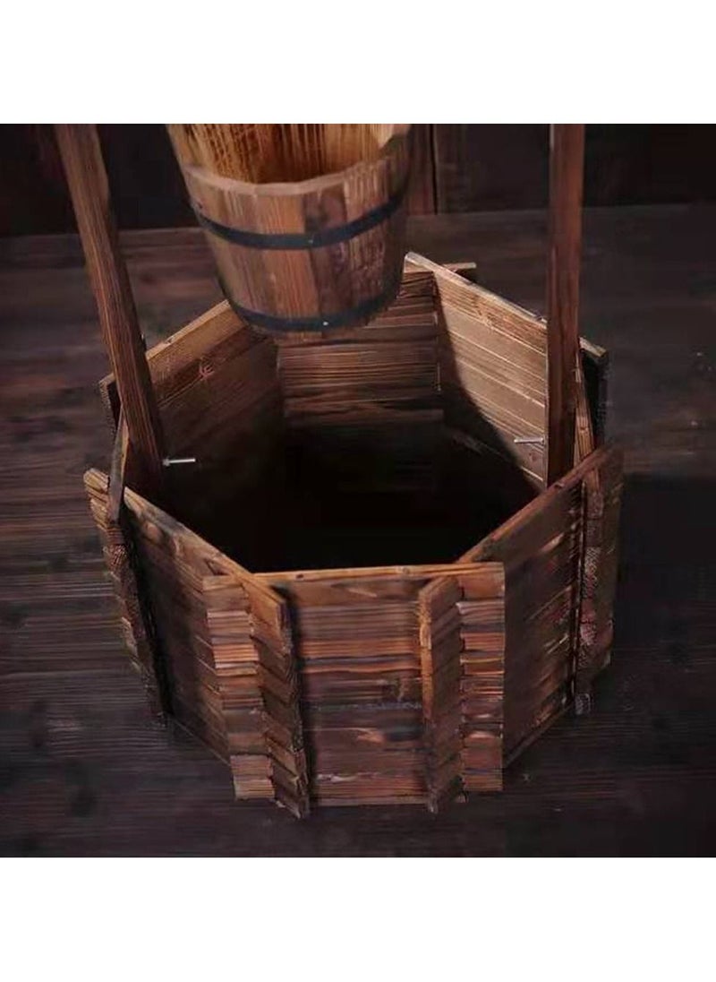 LINGWEI - LINGWEI Flower Pot Wooden Free Standing Flower Pot Well Shape Flower Container Flower Planter Basket Large Capicity Flower Pot Garden Decorative Item Flower Pot For Home Garden - Image 1