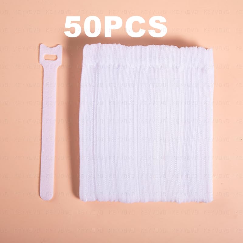OIVO INDIA OIVO INDIA 50PCS Fastening Cable Ties Reusable Premium 6Inch Adjustable Cord Ties Microfiber Cloth Cable Management Straps Hook Loop Cord Organizer Wire Ties Reusable White Colors  - Image 5