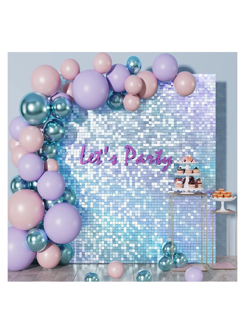 Royal Polar 24pcs Set Blue Shimmer Wall Backdrop Panel Glitter Bling Sequins Photo Backdrops Sheets Decor for Birthday Wedding Anniversary Engagement Bridal Shower Graduation Party  - Image 1