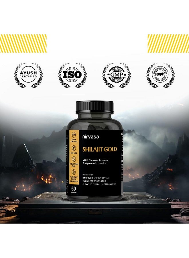 Nirvasa Shilajit Gold 60 Capsules | 100% Pure Himalayan Shilajeet with 24K Gold Gokshura Akarkara Safed Musli | Shilajit Supplement for Men for Strength Stamina Energy & Vitality | Pack of 1 - Image 4