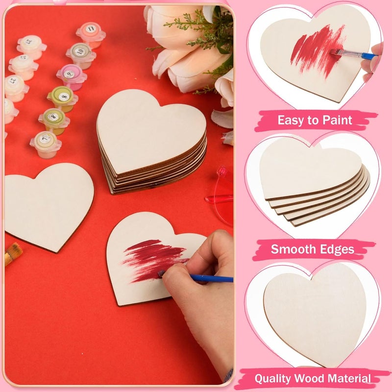 AWIZOM 72 Pcs Unfinished Wooden Hearts for Crafts Wood Heart Cutouts Blank Wood Heart Slices Natural Unfinished Wooden Heart Pieces for DIY Crafts Valentine Wedding Party Embellishment394x394 Inch - Image 3