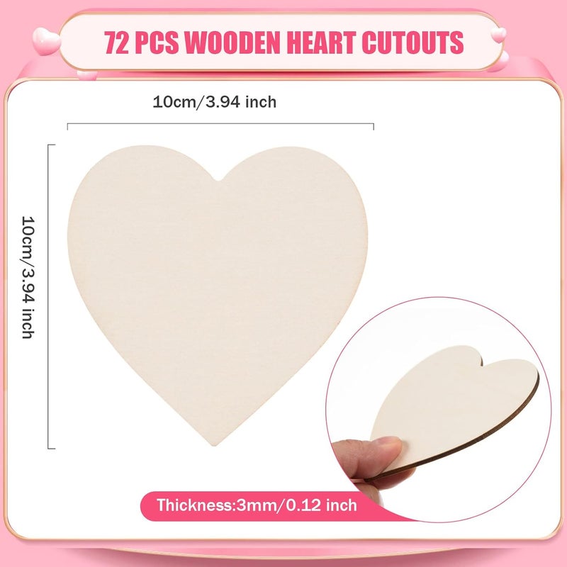 AWIZOM 72 Pcs Unfinished Wooden Hearts for Crafts Wood Heart Cutouts Blank Wood Heart Slices Natural Unfinished Wooden Heart Pieces for DIY Crafts Valentine Wedding Party Embellishment394x394 Inch - Image 2