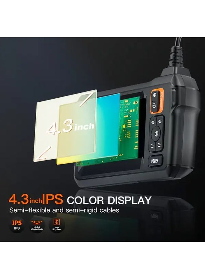 Orange Borescope Industrial Endoscope Camera With 4.3 LCD Screen 3 28ft Semi Rigid Inspection Camera 8 LED Lights For Automotive Air Conditioning And Plumbing Inspection Repair - Image 3