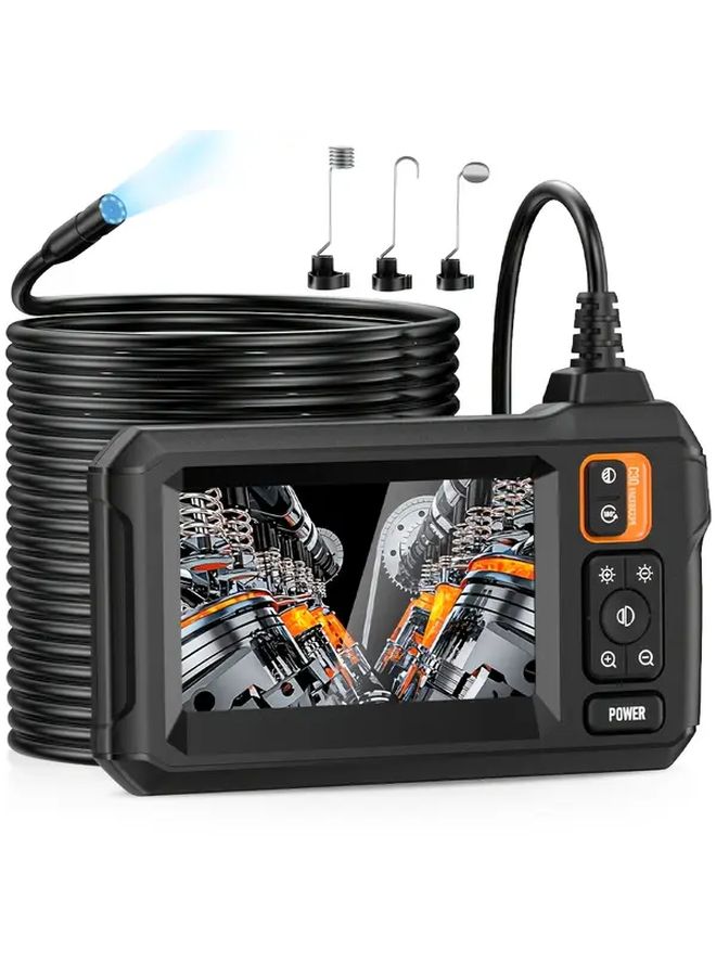 Orange Borescope Industrial Endoscope Camera With 4.3 LCD Screen 3 28ft Semi Rigid Inspection Camera 8 LED Lights For Automotive Air Conditioning And Plumbing Inspection Repair - Image 1