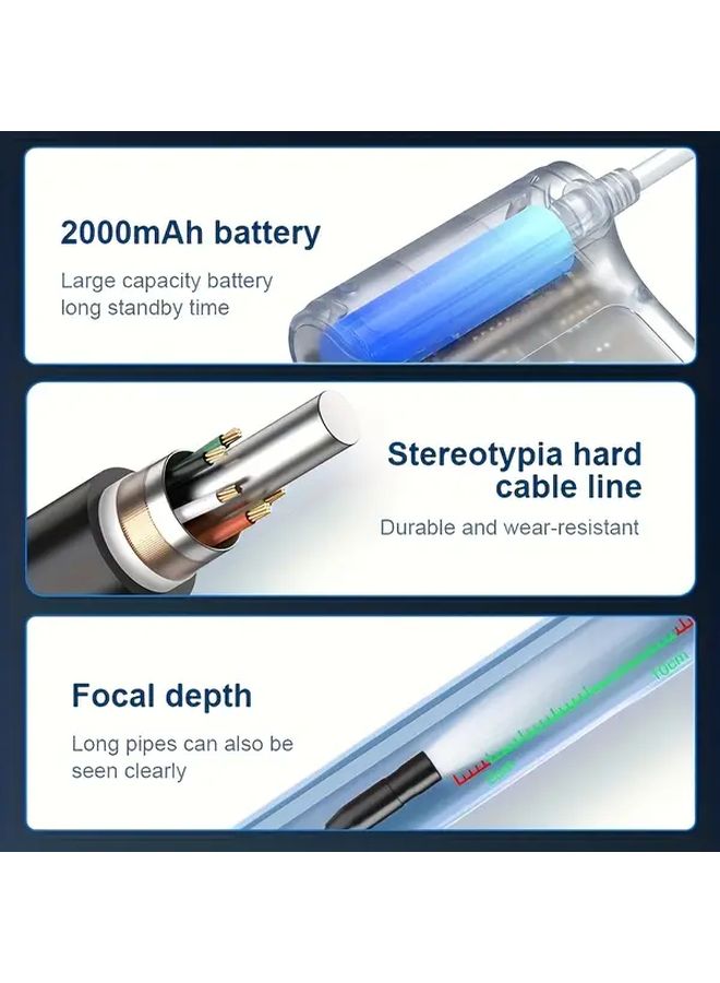 Orange Borescope Industrial Endoscope Camera With 4.3 LCD Screen 3 28ft Semi Rigid Inspection Camera 8 LED Lights For Automotive Air Conditioning And Plumbing Inspection Repair - Image 5