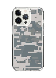 Classic Clear Case for Apple iPhone 15 Pro Hybrid Soft Case Flexible Edges Anti Drop TPU PC Gel Thin Transparent Cover - Digital Camo Full Print