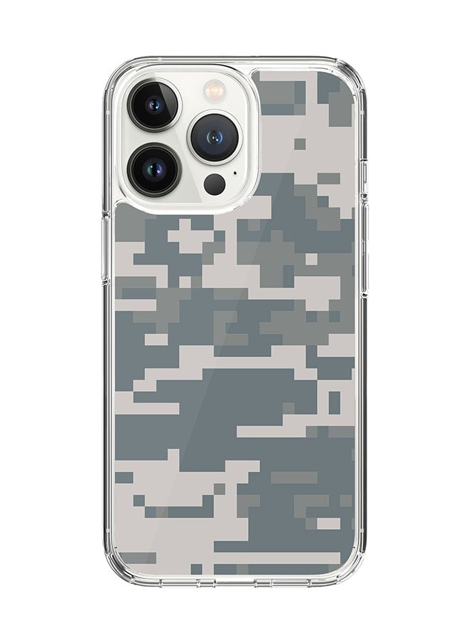 Stylizedd - Classic Clear Case for Apple iPhone 15 Pro Hybrid Soft Case Flexible Edges Anti Drop TPU PC Gel Thin Transparent Cover - Digital Camo Full Print - Image 1