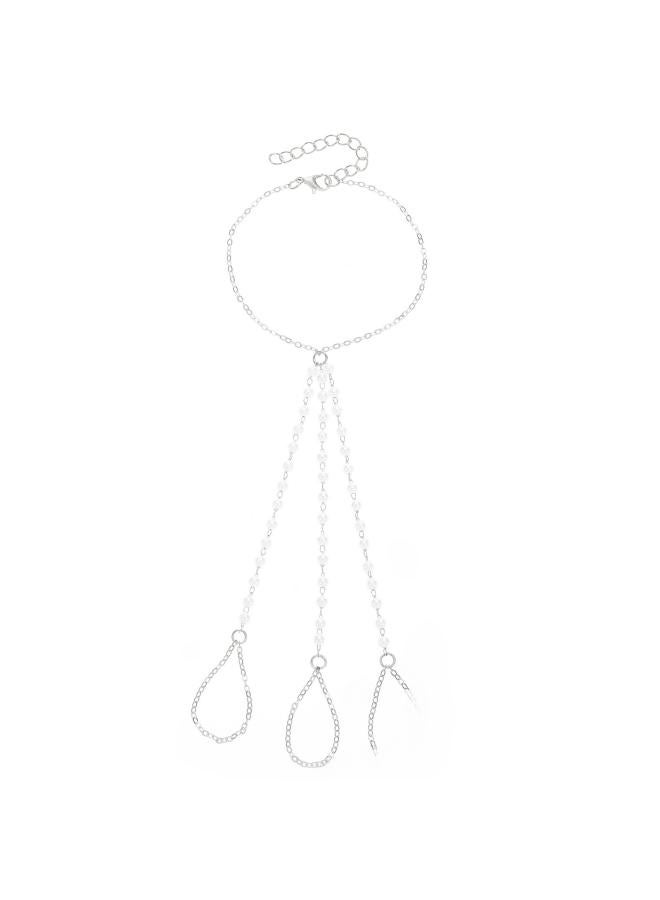 European And American Chain Bracelet Style Simple Pearl Love Chain Multi-layer Finger Chain Alloy Finger Bracelet 